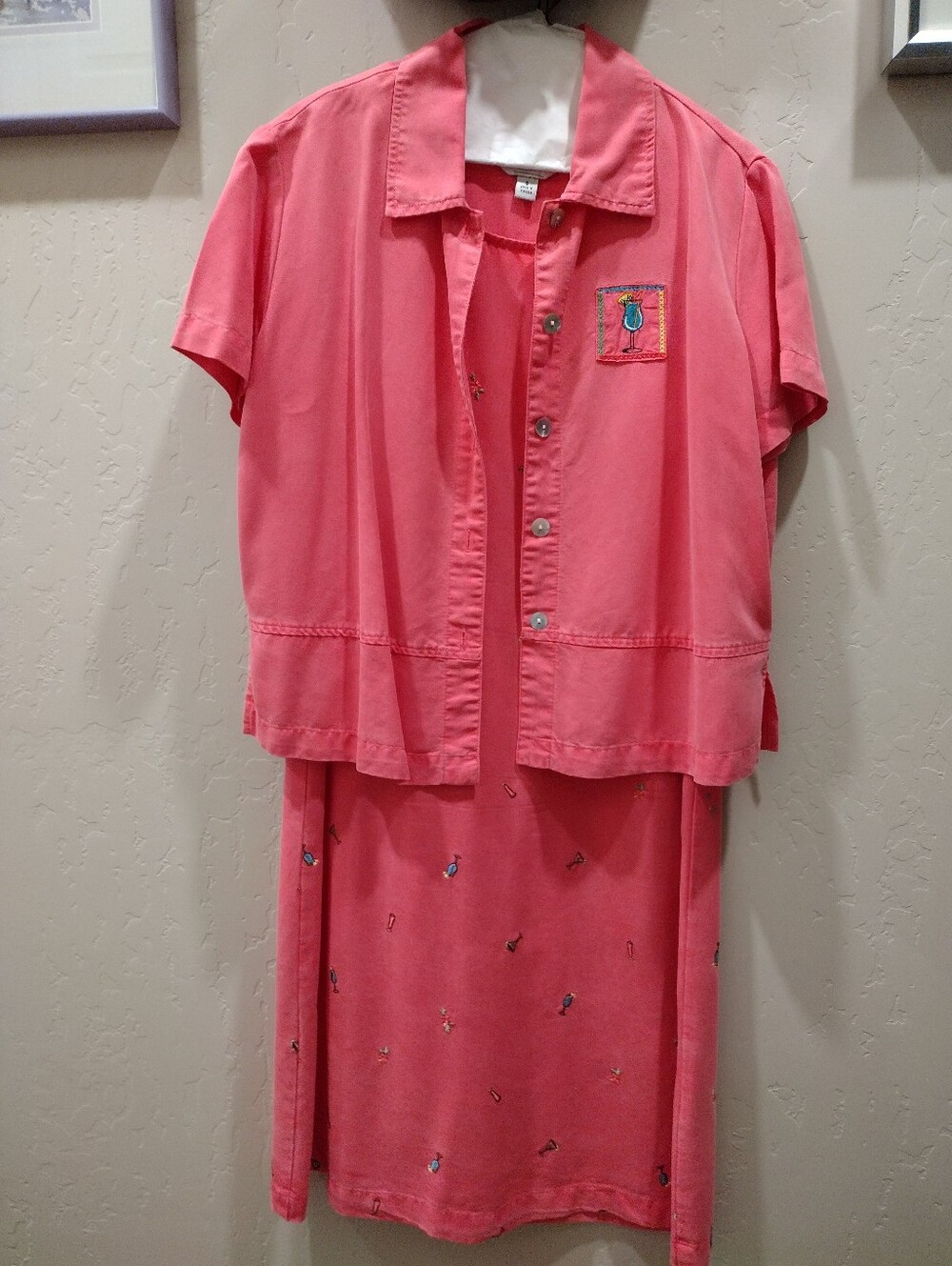 Amy K Su Coral Pink Two-Piece Dress Set Small